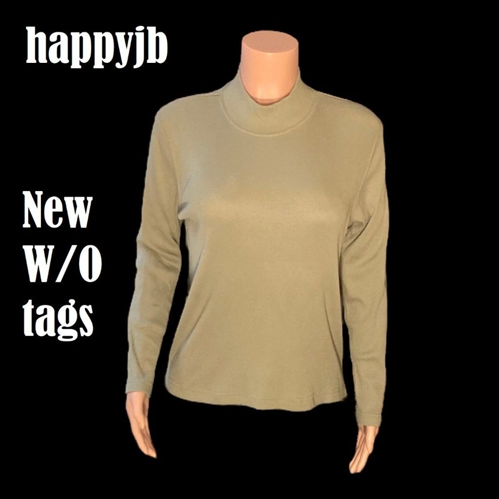 NWOT Hasting & Smith Vintage 80s 90s Top Knit Long Sleeve Mock Neck Green Size M